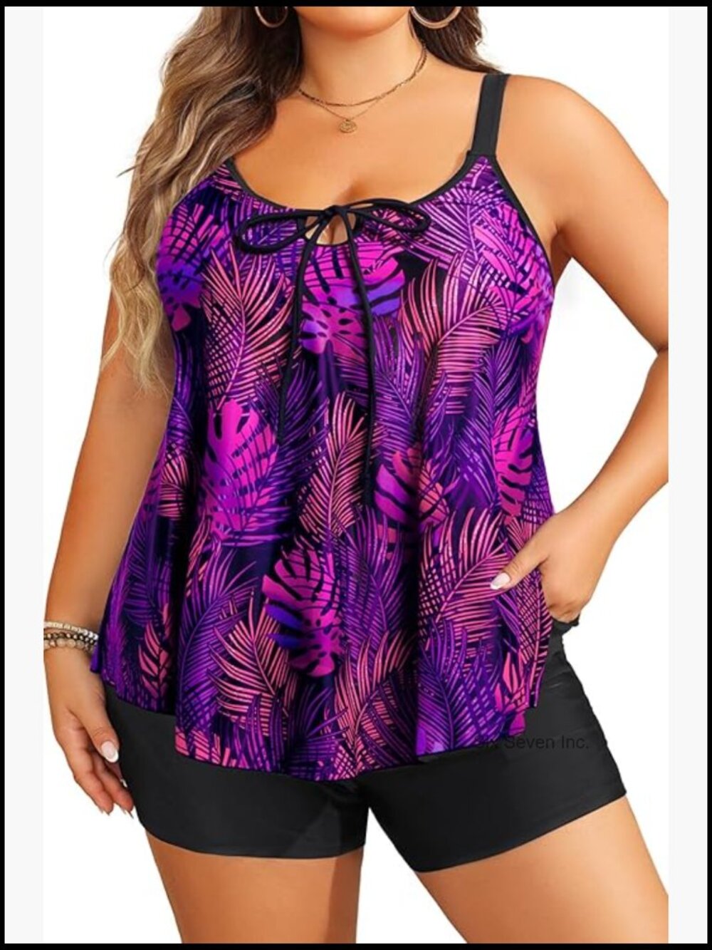 Plus Size Tankini Swim Set with Pockets - 2 Piece Flowy Bathing Suit